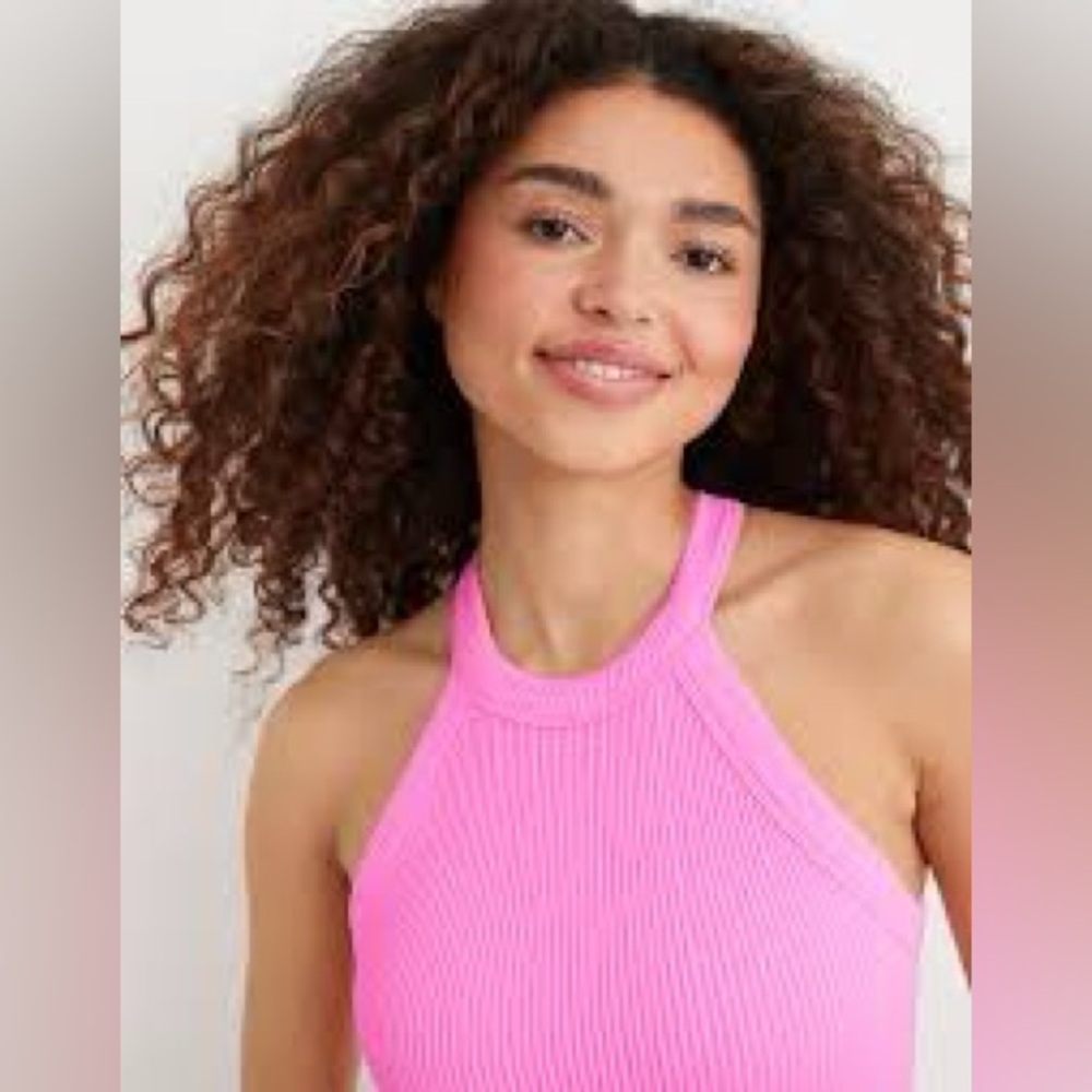 Aerie Vibrant Pink Ribbed Crop Top